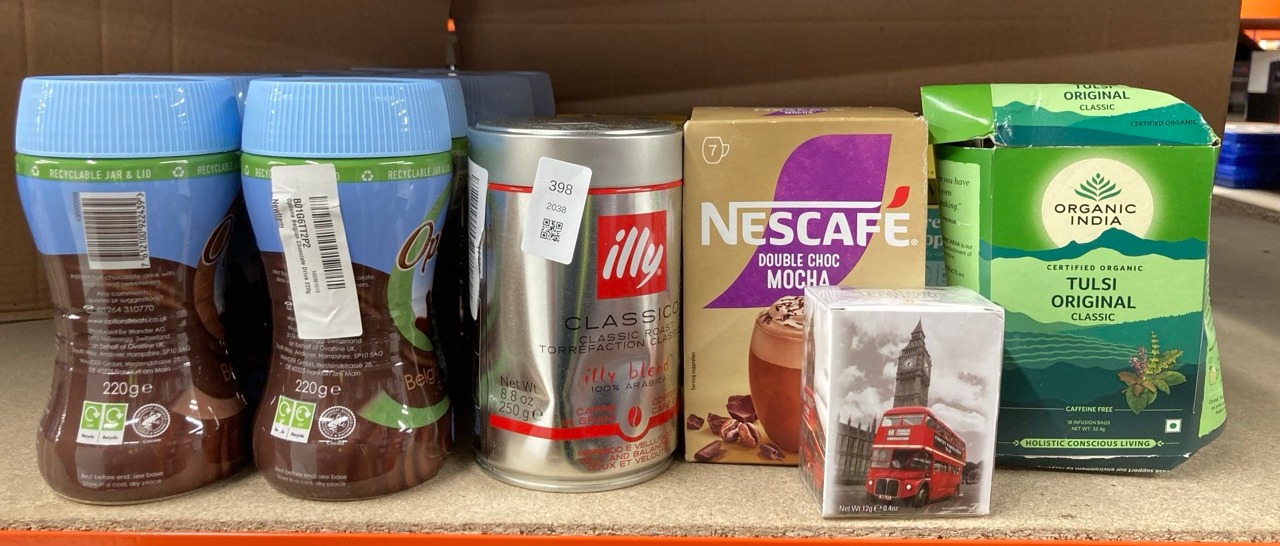 Lot 398  
            Edinburgh SR24 - Delivery Only 

                
QUANTITY OF FOOD & DRINK ITEMS TO INCLUDE OPTIONS BELGIAN CHOC 220G ITEMS MAY BE ...