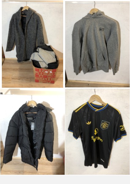 Lot 410  
            Edinburgh SR24 - Delivery Only 

                
1 X BOX OF ADULTS CLOTHING TO INCLUDE GREY NIKE JUMPER UK M : LOCATION - F RACK