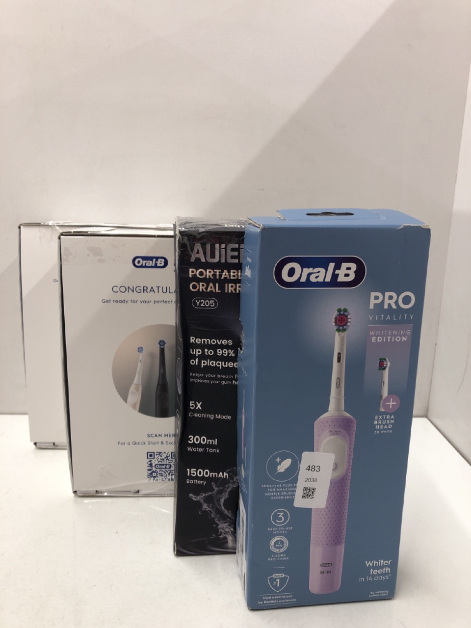 Lot 483  
            Edinburgh SR24 - Delivery Only 

                
QUANTITY OF HEALTH & BEAUTY ITEMS TO INCLUDE ORAL-B VITALITY PRO ELECTRIC TOOTHBR...