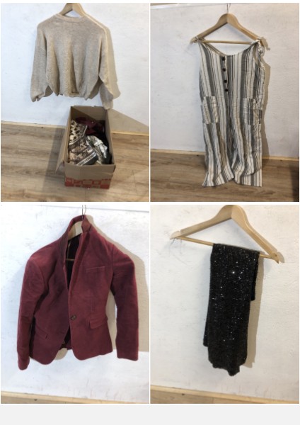 Lot 522  
            Edinburgh SR24 - Delivery Only 

                
1 X BOX OF ADULTS CLOTHES TO INCLUDE PURPLE BLAZER UK S: LOCATION - BACK RACK