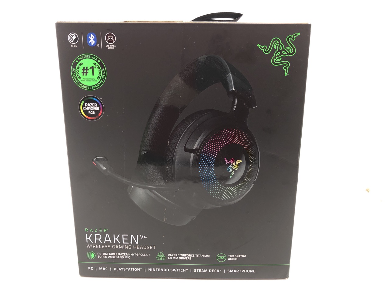 Lot 9  
            Edinburgh SR24 - Delivery Only 

                
RAZER KRAKEN V4 - WIRELESS GAMING HEADSET (3 MODES CONNECTIVITY, TRIFORCE 40MM DR...