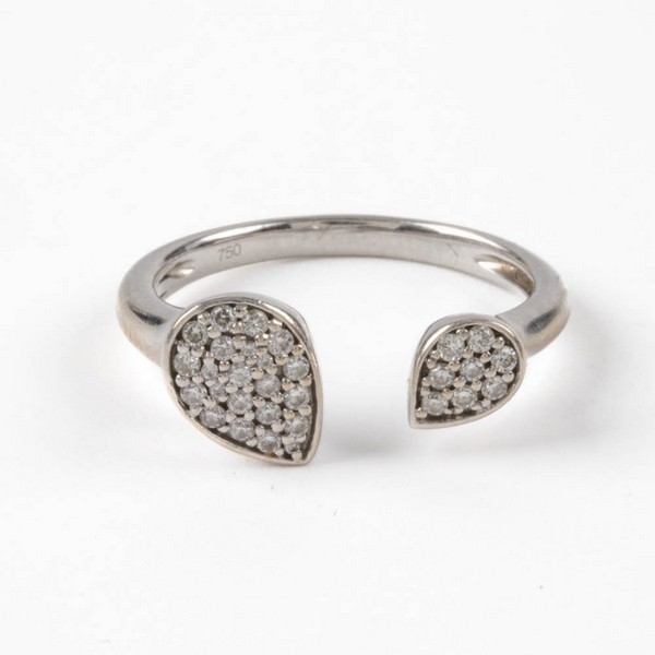 Lot 104  
            Nottingham Luxury Room - Delivery Only 

                
18K White Diamond Pavé Leaves Split Ring, Size N, 3.4g.  Auction Guide: £150-£200...