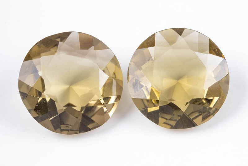 Lot 179  
            Nottingham Luxury Room - Delivery Only 

                
70.96ct Citrine Faceted Round-cut Pair of Gemstones, 25mm