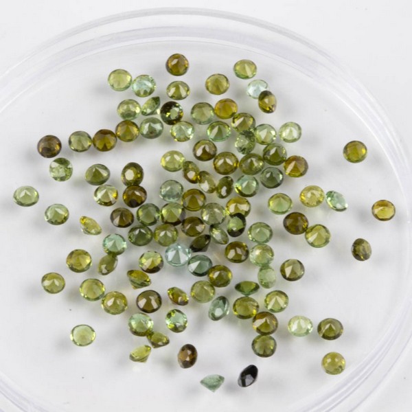 Lot 202  
            Nottingham Luxury Room - Delivery Only 

                
4.82ct Green Tourmaline Faceted Round-cut Parcel of Gemstones, 2.25mm