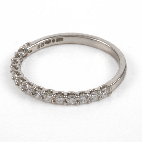 Lot 21  
            Nottingham Luxury Room - Delivery Only 

                
Platinum 950 0.30ct Diamond Half Eternity Ring, Size N, 2.3g.  Auction Guide: £10...