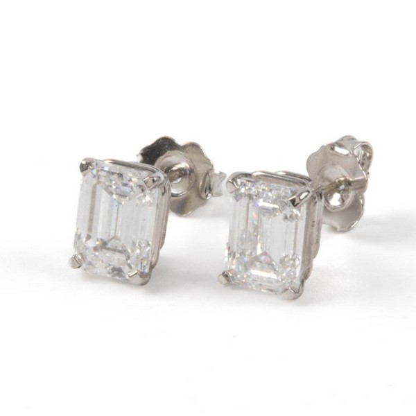Lot 37  
            Nottingham Luxury Room - Delivery Only 

                
Platinum 950 2.99ct total Laboratory Grown Emerald-cut Diamond Stud Earrings, 2.2...