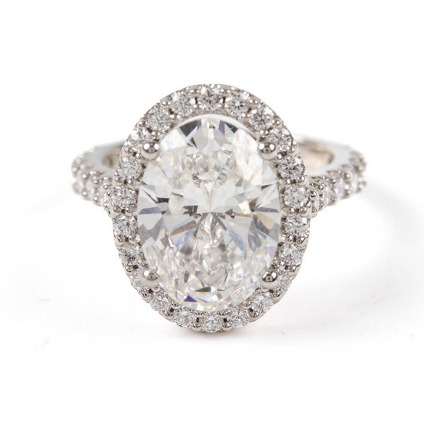 Lot 6  
            Nottingham Luxury Room - Delivery Only 

                
Platinum 950 5.16ct with Halo and Shoulders Laboratory Grown Oval Brilliant-cut D...