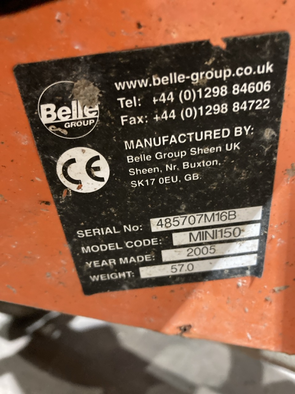 Lot 123  
            Birmingham - Collection Only 

                
2005 BELLE MINIMIX 150 PORTABLE CEMENT MIXER S/N 485707M16B