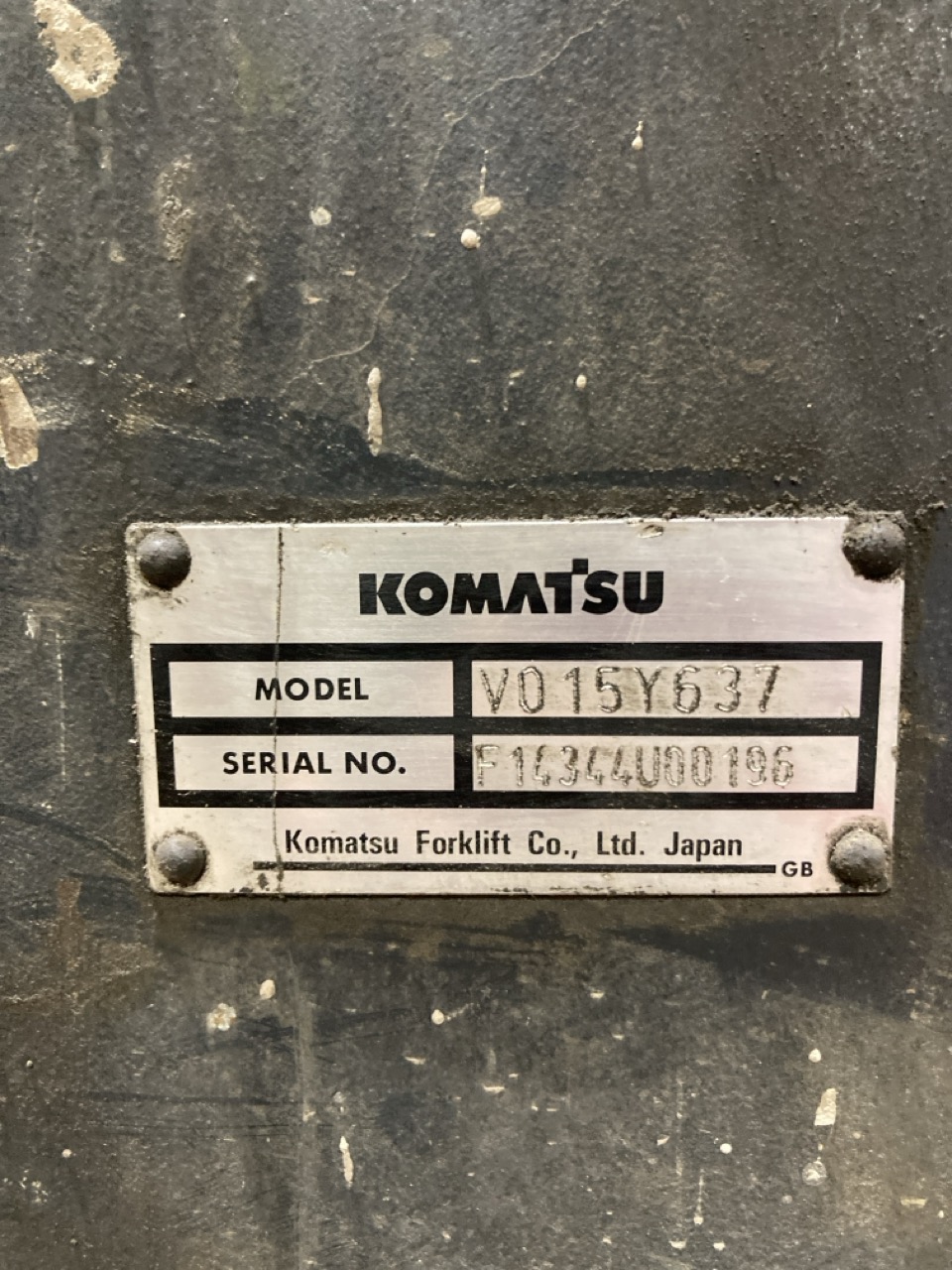 Lot 3  
            Birmingham - Collection Only 

                
KOMATSU DIESEL FORKLIFT VO15Y637 S/N F14344U00196 - Image 4