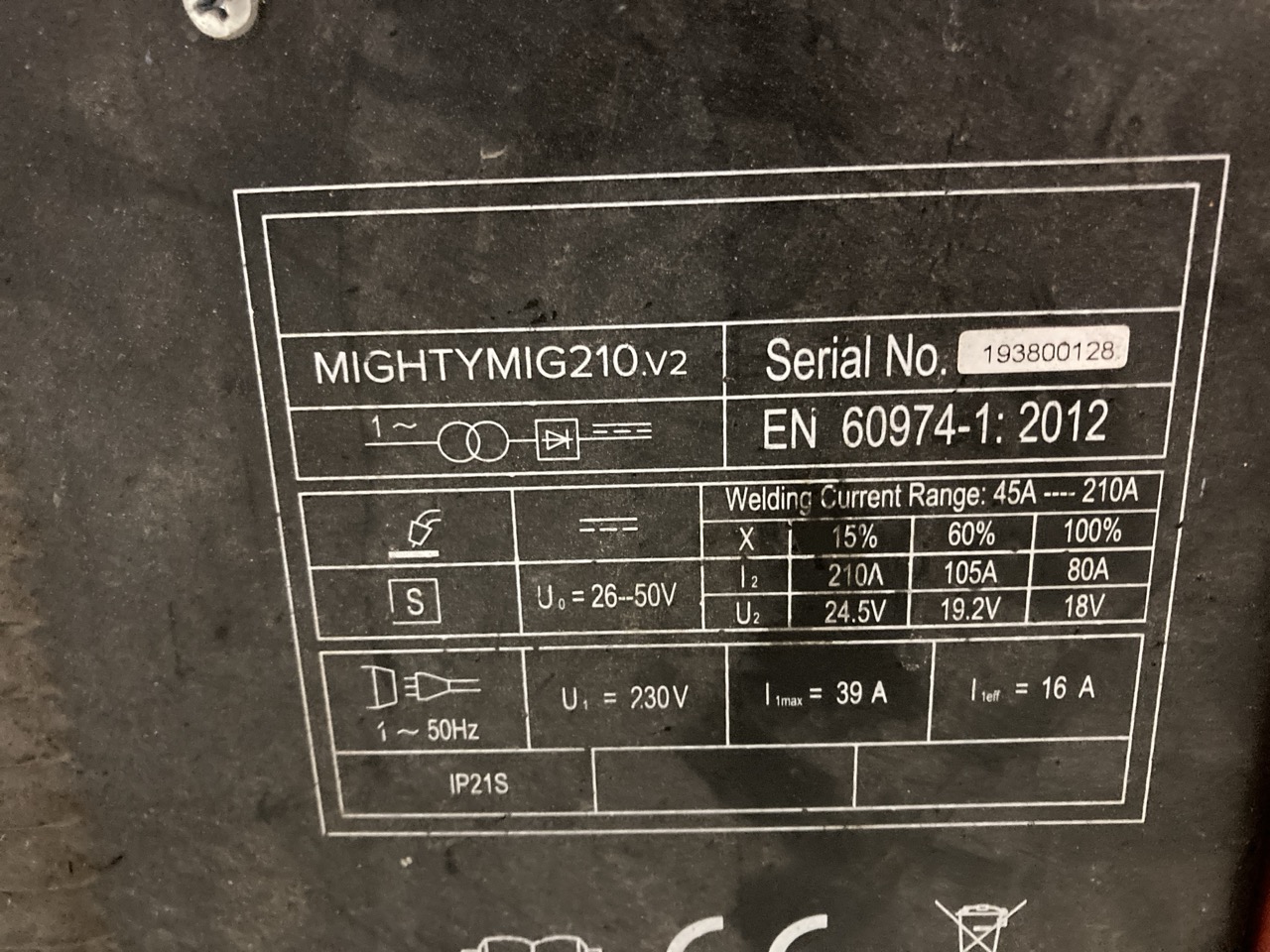 Lot 57  
            Birmingham - Collection Only 

                
SEALEY MIGHTYMIG210 PROFESSIONAL GAS/NO GAS MIG WELDER S/N 1938000128 - Image 4