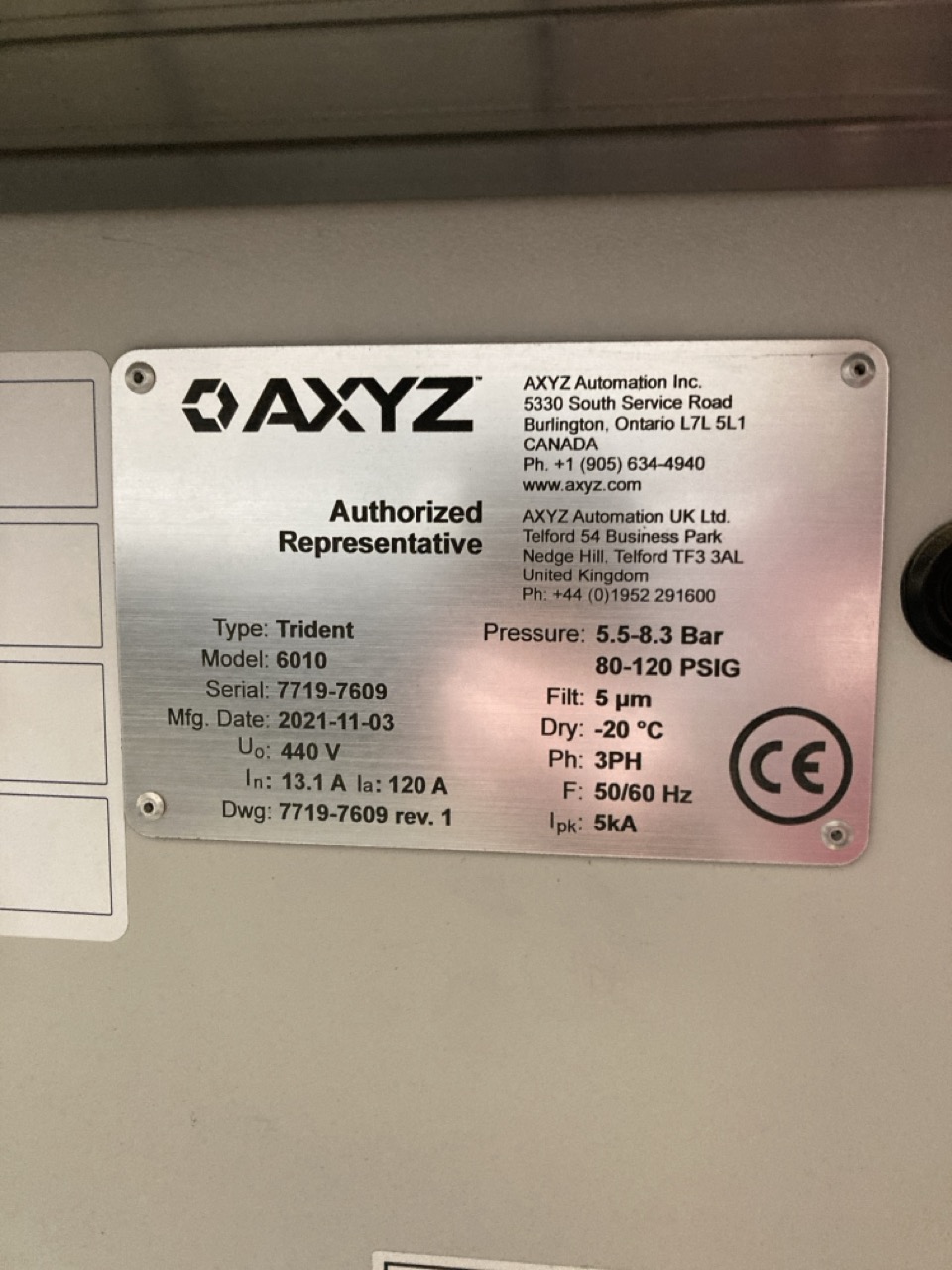 Lot 5  
            Birmingham - Collection Only 

                
2021 AXYZ TRIDENT MODEL 6010 CNC ROUTER S/N 7719-7609
