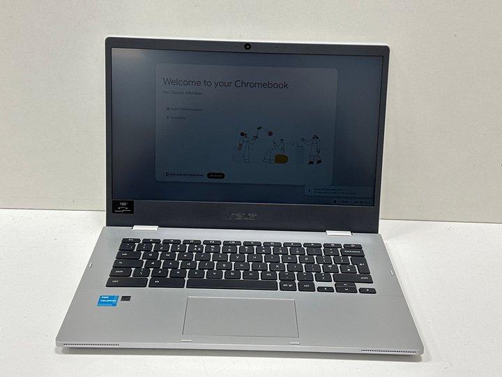 Lot 31  
            Marchington - Parcel Delivery Only 

                
ASUS CHROMEBOOK 64 GB LAPTOP IN SILVER: MODEL NO CX1400CKA (WITH BOX & MAINS POWE...