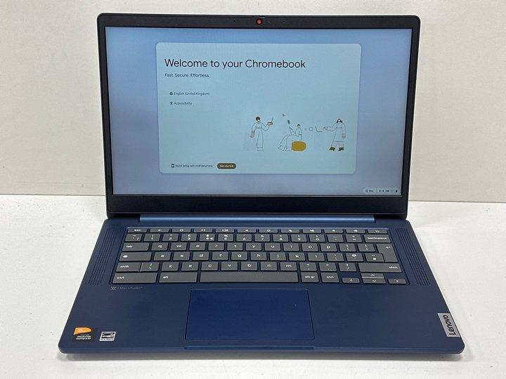 Lot 38  
            Marchington - Parcel Delivery Only 

                
LENOVO IDEAPAD SLIM 3 CHROME 64 GB LAPTOP IN ABYSS BLUE: MODEL NO 14M868 (WITH BO...