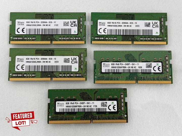 Lot 61  
            Marchington - Parcel Delivery Only 

                
5 X SKHYNIX 8GB RAM STICKS LAPTOP PARTS. (UNIT ONLY) [JPTM151638]