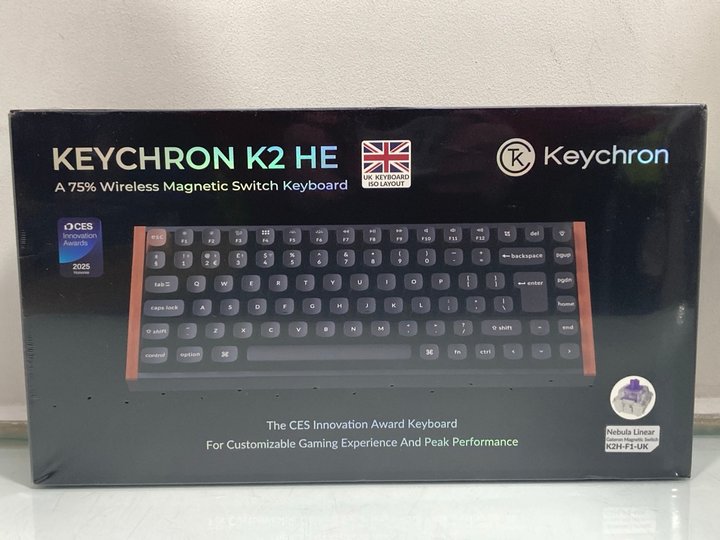Lot 1002  
            Marchington SR13 - Parcel Delivery Only 

                
KEYCHRON K2 HE 75% WIRELESS MAGNETIC SWITCH KEYBOARD-ORIGINAL RRP £139.99 (SEALED...