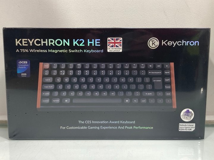 Lot 1005  
            Marchington SR13 - Parcel Delivery Only 

                
KEYCHRON K2 HE 75% WIRELESS MAGNETIC SWITCH KEYBOARD-ORIGINAL RRP £139.99 (SEALED...