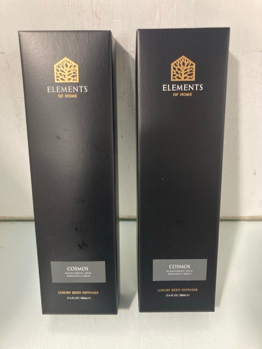 Lot 155  
            Marchington SR13 - Parcel Delivery Only 

                
2 X ELEMENTS OF HOME COSMOS LUXURY REED DIFFUSERS IN BLACKCURRANT,APPLE, BERGAMOT...