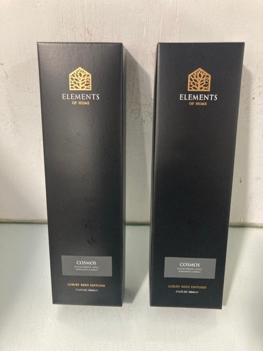 Lot 156  
            Marchington SR13 - Parcel Delivery Only 

                
2 X ELEMENTS OF HOME COSMOS LUXURY REED DIFFUSERS IN BLACKCURRANT,APPLE, BERGAMOT...