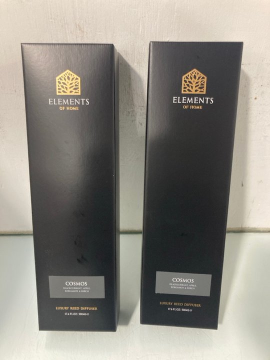 Lot 157  
            Marchington SR13 - Parcel Delivery Only 

                
2 X ELEMENTS OF HOME COSMOS LUXURY REED DIFFUSERS IN BLACKCURRANT,APPLE, BERGAMOT...
