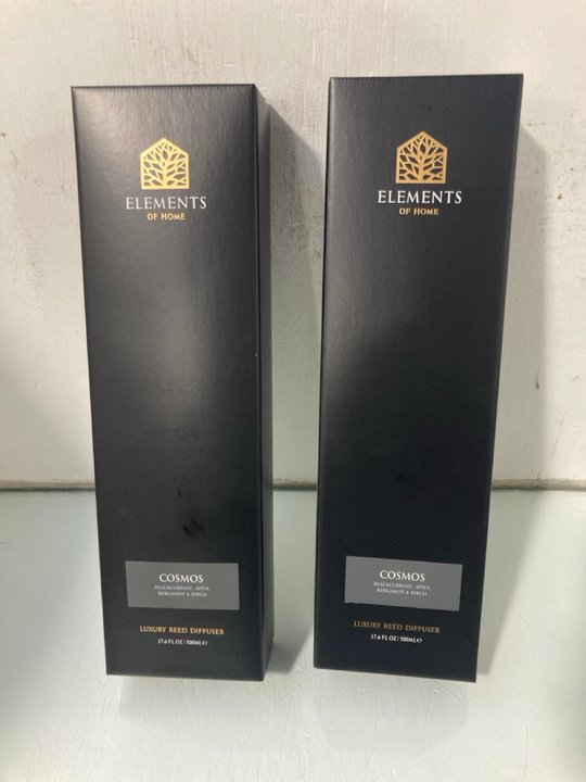 Lot 158  
            Marchington SR13 - Parcel Delivery Only 

                
2 X ELEMENTS OF HOME COSMOS LUXURY REED DIFFUSERS IN BLACKCURRANT,APPLE, BERGAMOT...