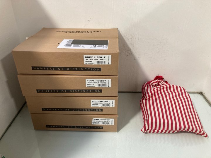 Lot 167  
            Marchington SR13 - Parcel Delivery Only 

                
5 X HAMPERS OF DISTINCTION FOOD HAMPERS TO INCLUDE 150G BOX OF LUXURY CHOCOLATE D...