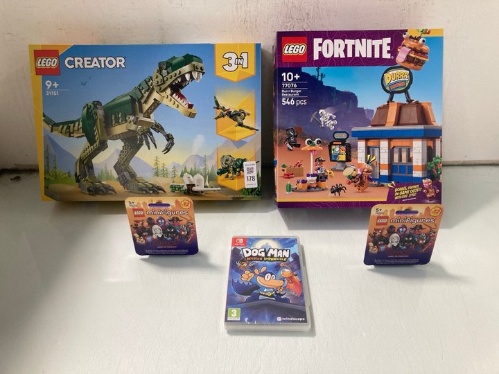 Lot 178  
            Marchington SR13 - Parcel Delivery Only 

                
5 X ASSORTED CHILDRENS TOYS TO INCLUDE LEGO FORTNITE 77076 SET: LOCATION - WH7
