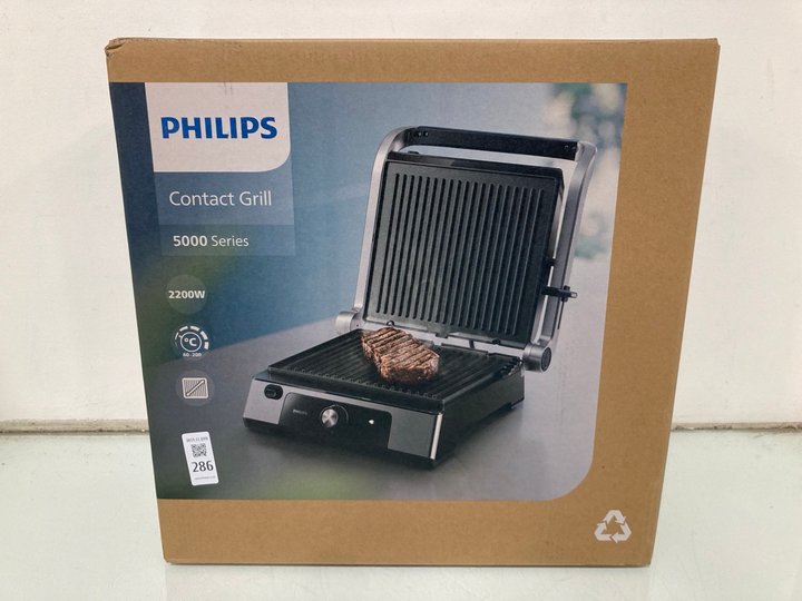 Lot 286  
            Marchington SR13 - Parcel Delivery Only 

                
PHILIPS 5000 SERIES 2200W CONTACT GRILL: LOCATION - H13