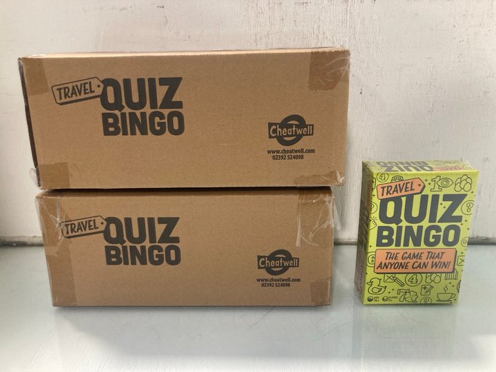 Lot 337  
            Marchington SR13 - Parcel Delivery Only 

                
QTY OF TRAVEL QUIZ BINGO GAMES: LOCATION - H10
