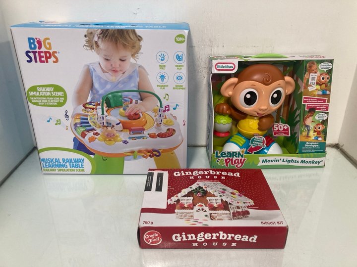Lot 358  
            Marchington SR13 - Parcel Delivery Only 

                
3 X ASSORTED CHILDRENS TOYS TO INCLUDE LITTLE TIKES LEARN & PLAY MOVIN' LIGHTS MO...