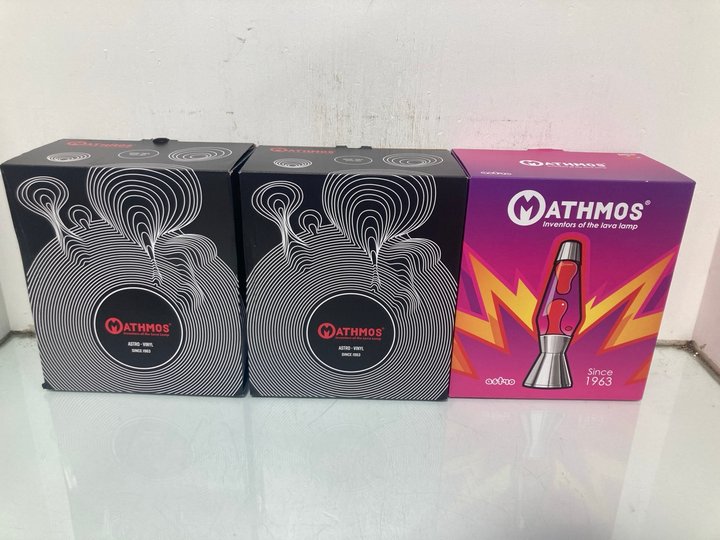 Lot 362  
            Marchington SR13 - Parcel Delivery Only 

                
3 X MATHMOS LAVA LAMPS - COMBINED ORIGINAL RRP £295: LOCATION - H9