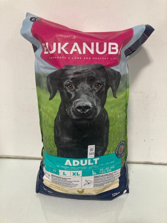 Lot 380  
            Marchington SR13 - Parcel Delivery Only 

                
EUKANUBA ADULT DOG DRY FOOD IN CHICKEN 12KG - BB: 04/27: LOCATION - H8