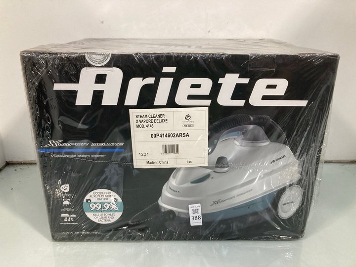 Lot 388  
            Marchington SR13 - Parcel Delivery Only 

                
ARIETE XVAPOR DELUXE MULTIPURPOSE STEAM CLEANER - ORIGINAL RRP: £99.00: LOCATION ...