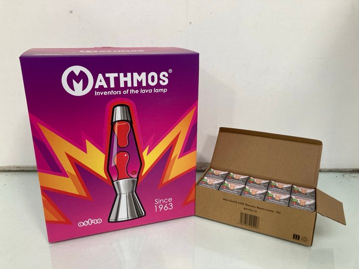 Lot 404  
            Marchington SR13 - Parcel Delivery Only 

                
MATHMOS ASTRO LAVA LAMP TO INCLUDE BOX OF MATHMOS NARROW BEAM LAMP LIGHTBULBS - O...