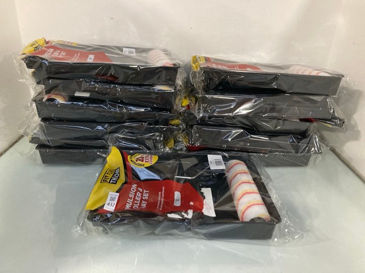 Lot 432  
            Marchington SR13 - Parcel Delivery Only 

                
QTY OF FIT FOR THE JOB EMULSION ROLLER AND TRAY SETS: LOCATION - H4