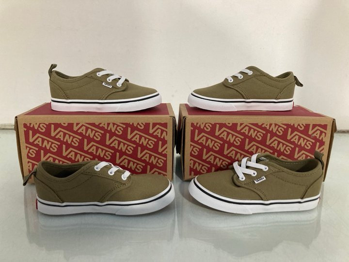 Lot 435  
            Marchington SR13 - Parcel Delivery Only 

                
2 X CHILDRENS VANS ATWOOD SLIP-ONS IN OLIVE - UK SIZE: 9: LOCATION - H4