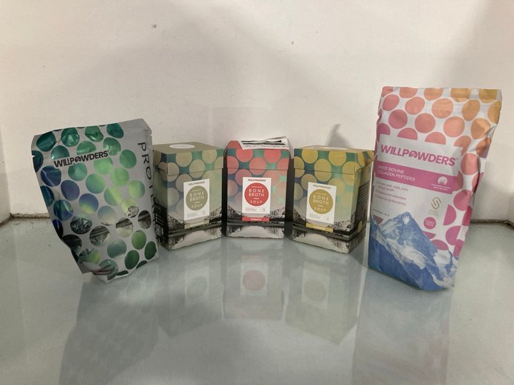 Lot 442  
            Marchington SR13 - Parcel Delivery Only 

                
QTY OF ASSORTED WILLPOWDERS ITEMS TO INCLUDE BONE BROTH SOUP 17G - BB: 10/26: LOC...