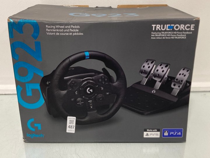 Lot 487  
            Marchington SR13 - Parcel Delivery Only 

                
LOGITECH G923 RACING WHEEL AND PEDALS TO INCLUDE LOGITECH DRIVING FORCE SHIFTER -...