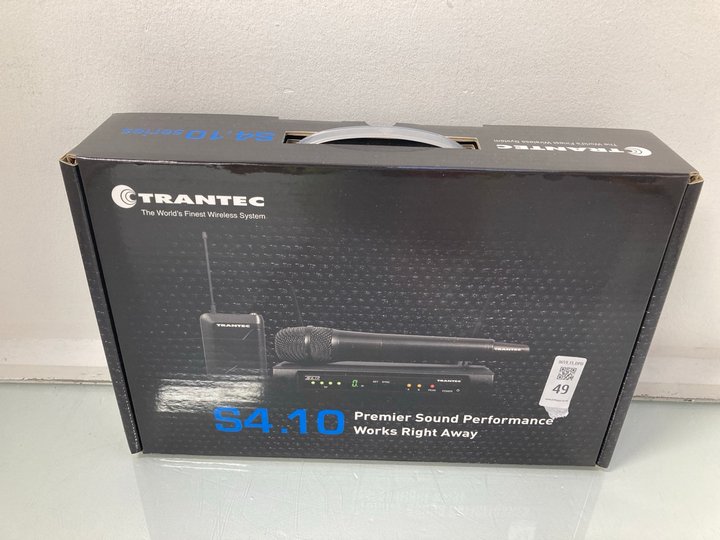 Lot 49  
            Marchington SR13 - Parcel Delivery Only 

                
TRANTEC S4.10 HANDHELD RADIO MIC SYSTEM WITH 16 FREQUENCIES (SEALED)-ORIGINAL RRP...