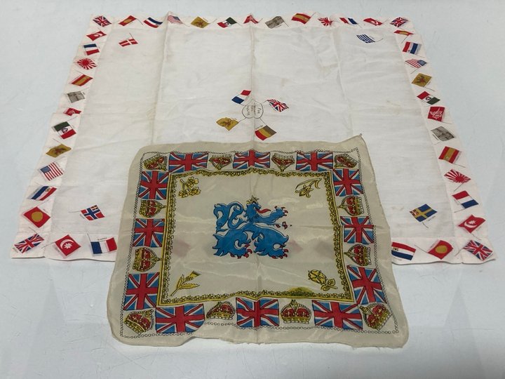 Lot 517  
            Marchington SR13 - Parcel Delivery Only 

                
TWO ANTIQUE HANDKERCHIEFS - ONE GREAT BRITAIN AND ONE VERY LARGE LEAGUE OF NATION...