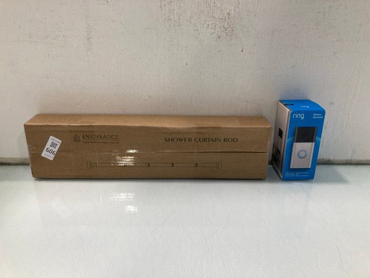Lot 606  
            Marchington SR13 - Parcel Delivery Only 

                
RING BATTERY DOORBELL TO INCLUDE SHOWER CURTAIN ROD: LOCATION - G2