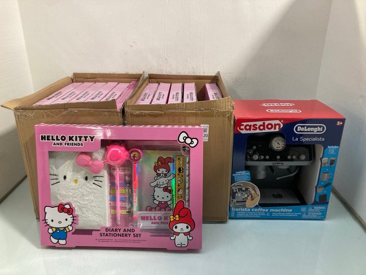 Lot 620  
            Marchington SR13 - Parcel Delivery Only 

                
12 X HELLO KITTY STATIONARY SETS TO INCLUDE CASDON CHILDRENS DELONGHI BARISTA COF...