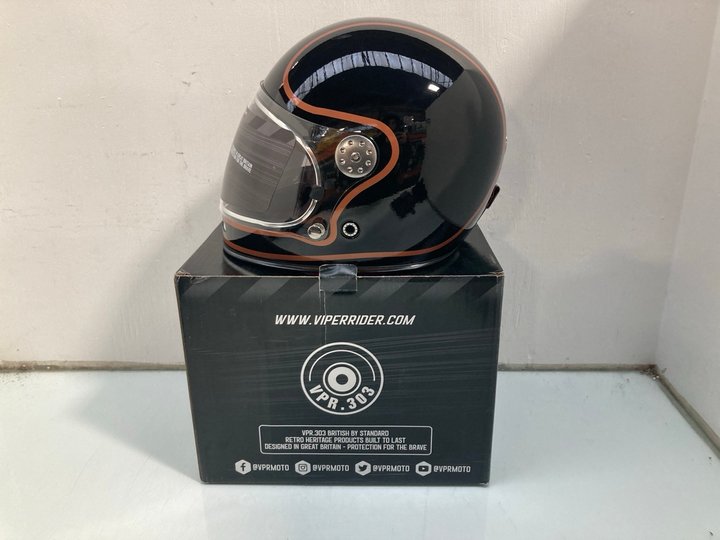 Lot 625  
            Marchington SR13 - Parcel Delivery Only 

                
VIPER RIDER HELMET IN BLACK/COPPER - SIZE: MEDIUM - MODEL: F656 - ORIGINAL RRP: £...