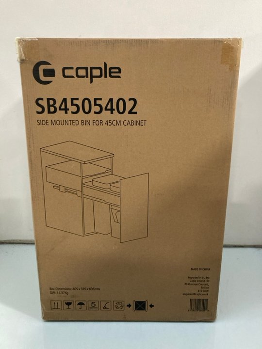 Lot 647  
            Marchington SR13 - Parcel Delivery Only 

                
CAPLE SIDE MOUNTED BIN FOR 45CM CABINET: LOCATION - G4