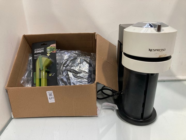 Lot 677  
            Marchington SR13 - Parcel Delivery Only 

                
QTY OF ASSORTED HOUSEHOLD ITEMS TO INCLUDE NESPRESSO COFFEE MACHINE: LOCATION - G6