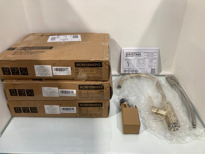 Lot 684  
            Marchington SR13 - Parcel Delivery Only 

                
3 X VASAGLE BY SONGMICS COAT RACKS TO ALSO INCLUDE BRISTAN MAPLE EASY FIX MONO SI...