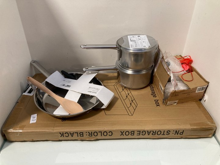Lot 707  
            Marchington SR13 - Parcel Delivery Only 

                
QTY OF ASSORTED HOUSEHOLD ITEMS TO INCLUDE IKEA SAUCEPAN IN STAINLESS STEEL: LOCA...