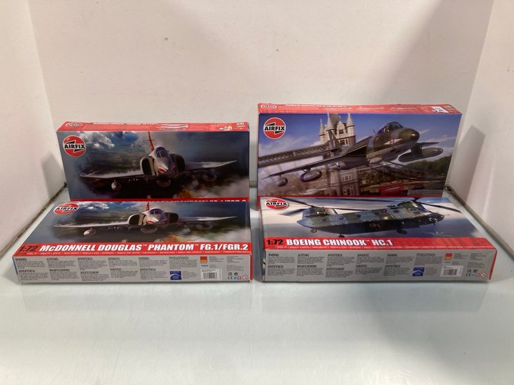 Lot 717  
            Marchington SR13 - Parcel Delivery Only 

                
4 X ASSORTED AIRFIX PLANE MODELS TO INCLUDE 1:72 MCDONNELL DOUGLAS PHANTOM MODEL ...