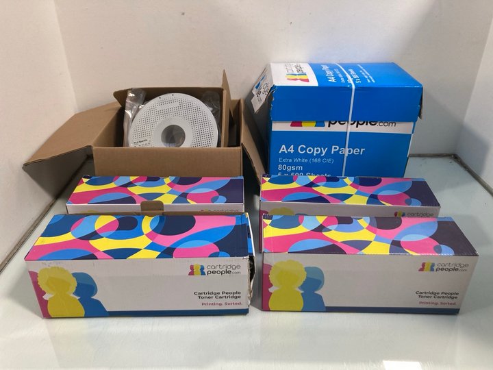 Lot 720  
            Marchington SR13 - Parcel Delivery Only 

                
QTY OF ASSORTED ITEMS TO INCLUDE BOX OF CARTRIDGE PEOPLE A4 OFFICE PRINTER PAPER:...