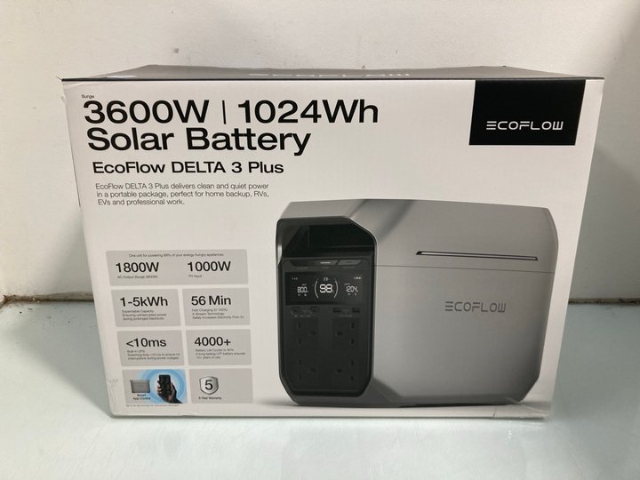 Lot 727  
            Marchington SR13 - Parcel Delivery Only 

                
ECOFLOW DELTA 3 PLUS 3600W PORTABLE POWER STATION - ORIGINAL RRP £699.99: LOCATIO...