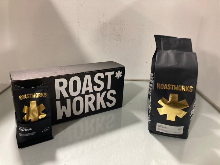 Lot 74  
            Marchington SR13 - Parcel Delivery Only 

                
QTY OF ROASTWORKS THE TRUTH WHOLE COFFEE BEANS 1KG - BB: 05/26: LOCATION - WH2